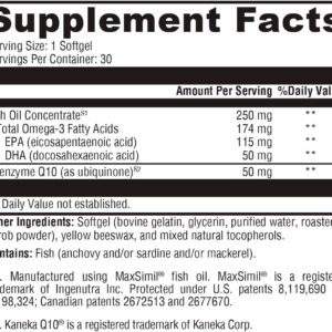 XYMOGEN CoQmax Omega 50 mg - Suporte Cardíaco com Coenzima Q10 e Óleo de Peixe Omega-3