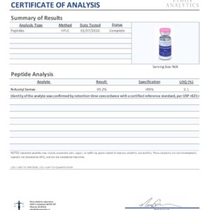 N-Acetil Semax Amidato 5mg Pure Health Peptides - Suporte Completo à Saúde e Bem-Estar