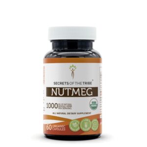 Segredos da Tribo Noz-Moscada Orgânica USDA 60 Cápsulas - Suporte Natural e Vegano para Saúde Digestiva e Imunidade