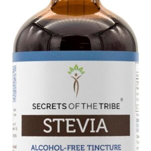 Tintura de Estévia Sem Álcool Secrets of the Tribe - Suplemento Natural para Controle de Açúcar no Sangue (4 Fl Oz)