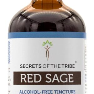 Tintura de Sálvia Vermelha Sem Álcool Secrets of the Tribe - Suporte à Saúde Cardiovascular e Bem-Estar Geral 4 OZ