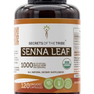 Folha de Senna Orgânica USDA Secrets of the Tribe - 120 Cápsulas Vegetarianas para Saúde Digestiva
