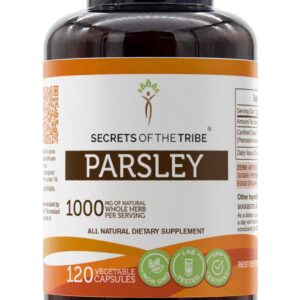 Parsley Secrets of the Tribe 120 Cápsulas - Suplemento Natural de Salsa para Saúde Digestiva e Antioxidante