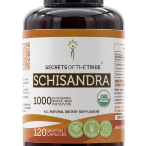 Schisandra Orgânica Secrets of the Tribe - Cápsulas Vegetarianas de Alta Potência para Aumento de Energia e Bem-Estar
