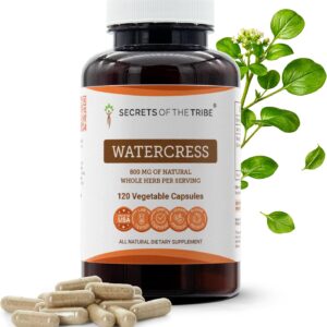 Watercress Secrets of the Tribe 120 Cápsulas - Suplemento Natural com 800mg de Nasturtium Officinale