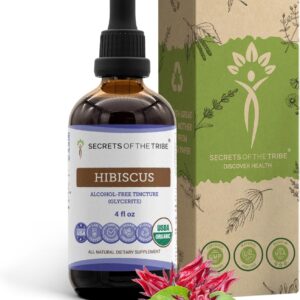 Extrato de Hibisco Orgânico Secrets of the Tribe - Gotículas Herbais Antioxidantes Sem Álcool 120ml
