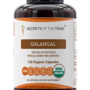 Galanga Orgânica Secrets of the Tribe - Cápsulas Vegetarianas com Raiz de Galanga Dried 120 Cápsulas