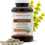 Cápsulas Orgânicas de Gentiana Lutea Secrets of the Tribe - Suplemento Herbal Natural e Vegetariano