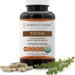Cápsulas de Tomilho Orgânico Secrets of the Tribe - Suporte Digestivo e Respiratório com 120 Cápsulas