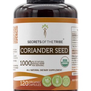 Semente de Coentro Secrets of the Tribe 120 Cápsulas - Suplemento Orgânico e Natural 1000 mg
