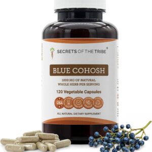 Blue Cohosh Secrets of the Tribe 120 Cápsulas - Suplemento Natural para Saúde Feminina e Equilíbrio Hormonal