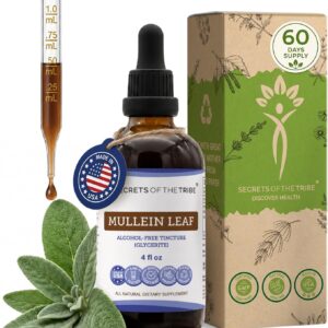 Extrato Líquido de Folha de Mullein Sem Álcool Secrets of the Tribe - Suporte para Saúde Respiratória Natural