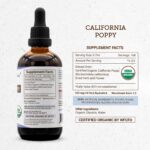 Tintureira de Papoila da Califórnia Orgânica 4oz - Extrato Sem Álcool para Relaxamento e Sono - 4