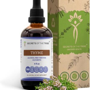 Extrato Líquido de Tomilho Sem Álcool Secrets of the Tribe - Suporte Respiratório e Digestivo Natural (4 FL OZ)