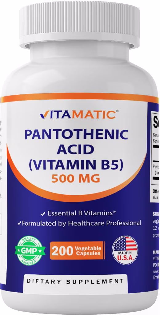 Ácido Pantotênico Vitamatic 500mg – Suporte ao Metabolismo Energético e à Saúde Celular