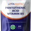 Vitamatic Ácido Pantotênico Pó Puro 500mg - 100 Gramas - Energia Celular e Metabolismo