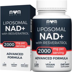 Suplemento MOM NUTRIX Lipossomal de NAD com Resveratrol - 2000 mg de Pureza Elevada para Energia e Saúde da Pele