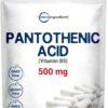 Ácido Pantotênico Micro Ingredients 500mg - Suplemento de Vitamina B5 para Energia e Saúde Metabólica
