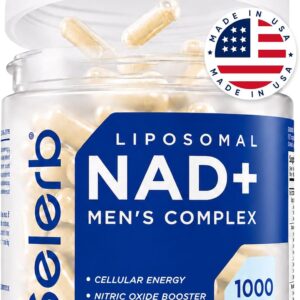 Suplemento de NAD para Homens - Aumento de Energia Celular e Saúde Prostata com Resveratrol e CoQ10