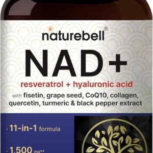 NatureBell NAD+ 11 em 1 Complexo 1.500 mg - Suplemento Vegano com Resveratrol e CoQ10
