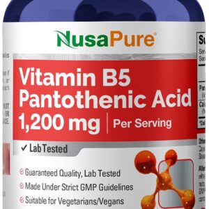 NusaPure Ácido Pantotênico Vitamina B5 1200mg - Suporte à Saúde Metabólica e Energética
