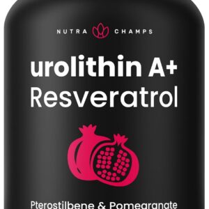 Urolithin A+ NutraChamps - Suplemento Avançado para Vitalidade e Longevidade com Resveratrol e Pomegranate