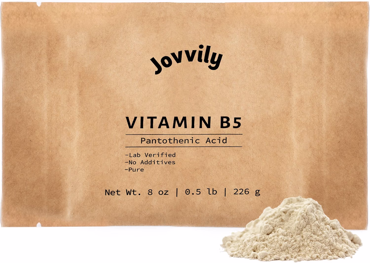 Jovvily Ácido Pantotênico 8 oz – Vitamina B5 Pura e Sem Aditivos – Suporte à Saúde Metabólica