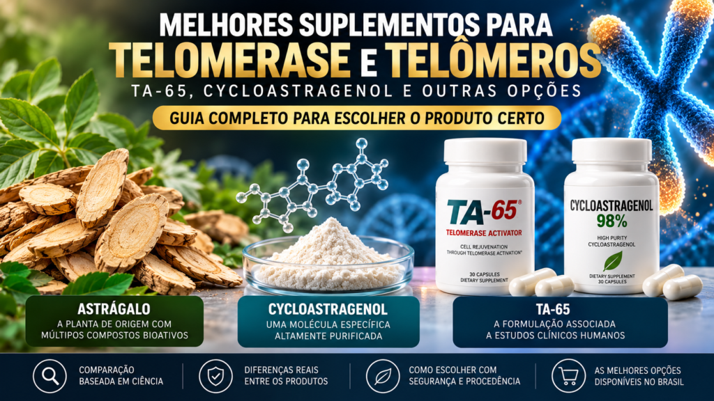 Melhores Suplementos para Telomerase e Telômeros: TA-65, Cycloastragenol e Outras Opções 1 Melhores Suplementos para Telomerase e Telômeros: TA-65, Cycloastragenol e Outras Opções